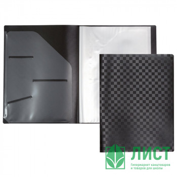 Папка с 020 вкладышами A4 &quot;deVENTE. TOTAL BLACK&quot; A4 (235x310x15 мм) 400 мкм, фактура &quot;шахматная доска&quot; тиснение фольгой, вкладыши 30 мкм, с внутренним карманом 160 мкм, черная, индивидуальная упаковка Папка с 020 вкладышами A4 "deVENTE. TOTAL BLACK" A4 (235x310x15 мм) 400 мкм, фактура "шахматная доска" тиснение фольгой, вкладыши 30 мкм, с внутренним карманом 160 мкм, черная, индивидуальная упаковка