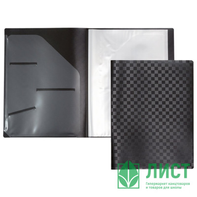 Папка с 020 вкладышами A4 &quot;deVENTE. TOTAL BLACK&quot; A4 (235x310x15 мм) 400 мкм, фактура &quot;шахматная доска&quot; тиснение фольгой, вкладыши 30 мкм, с внутренним карманом 160 мкм, черная, индивидуальная упаковка Папка с 020 вкладышами A4 "deVENTE. TOTAL BLACK" A4 (235x310x15 мм) 400 мкм, фактура "шахматная доска" тиснение фольгой, вкладыши 30 мкм, с внутренним карманом 160 мкм, черная, индивидуальная упаковка